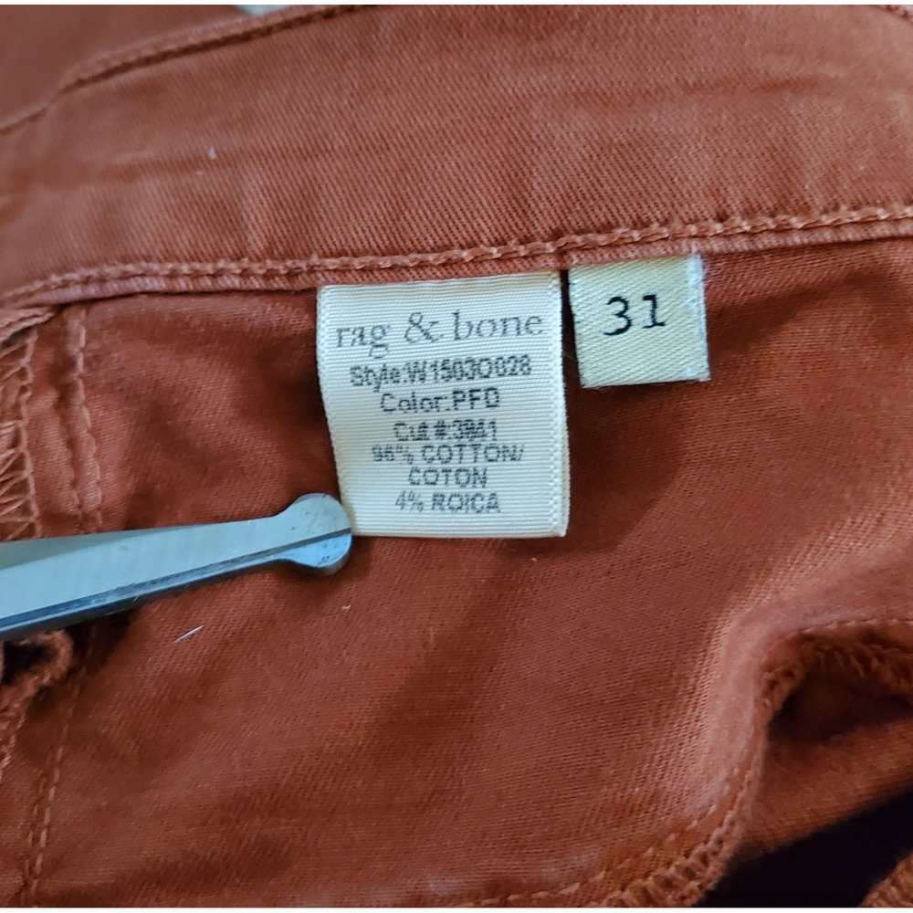 Rag & Bone Jean Legging Burnt Orange Rust Slim Fit Pants Made in USA Sz 31 - Picture 8 of 12